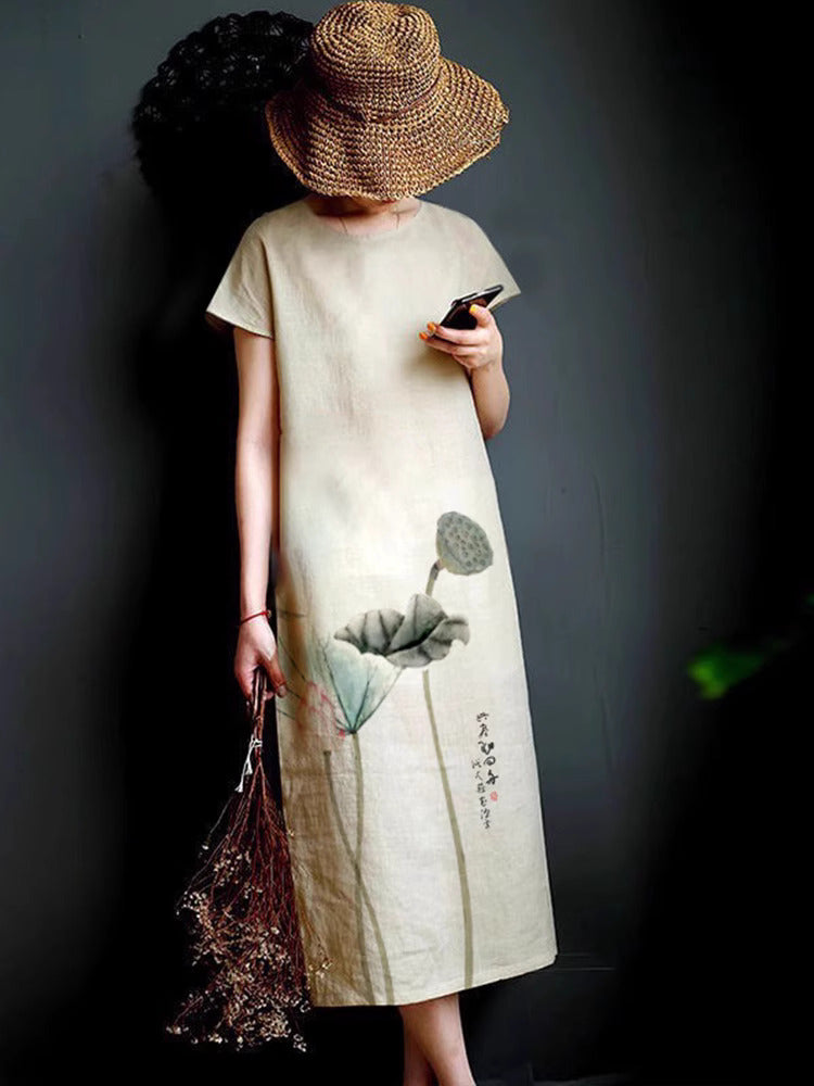 Linen Tunic Dress - Beige 6-10 / 100% Linen (Lining 100% Cotton) Linen Tunic Dress - Beige 6-10 / 100% Linen (Lining 100% Cotton)