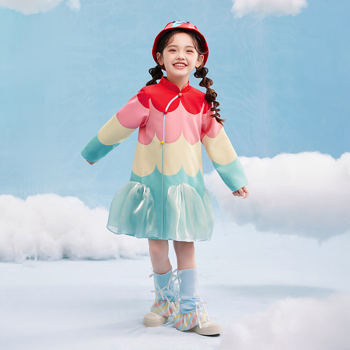 Scallop Color Block Qipao Dress 幻彩糖羽旗袍裙