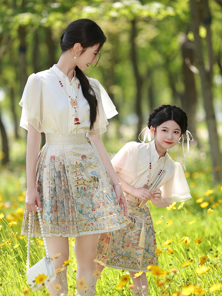 MaMianQuan Chinese pleaded skirt - Mother & Daughter Set