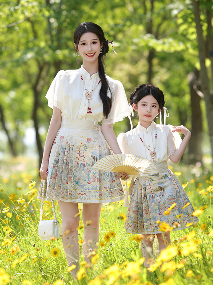 MaMianQuan Chinese pleaded skirt - Mother & Daughter Set