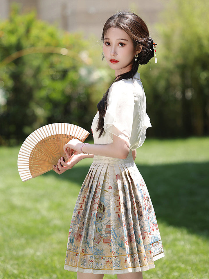 MaMianQuan Chinese pleaded skirt - Mother & Daughter Set