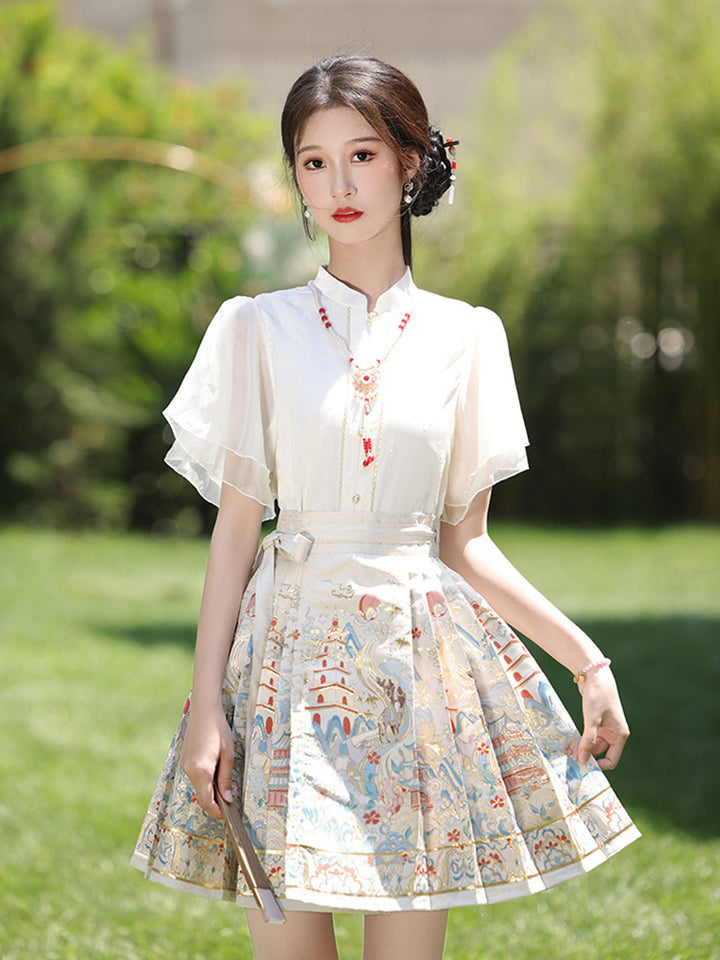 MaMianQuan Chinese pleaded skirt - Mother & Daughter Set