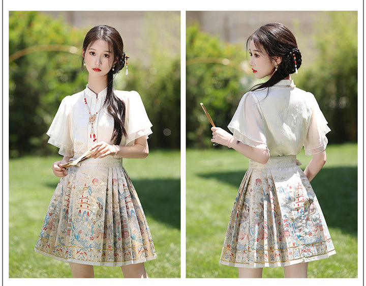 MaMianQuan Chinese pleaded skirt - Mother & Daughter Set