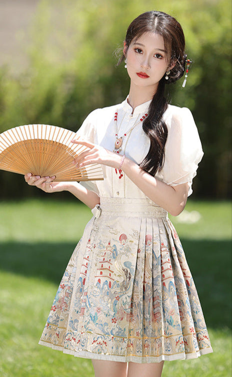MaMianQuan Chinese pleaded skirt - Mother & Daughter Set