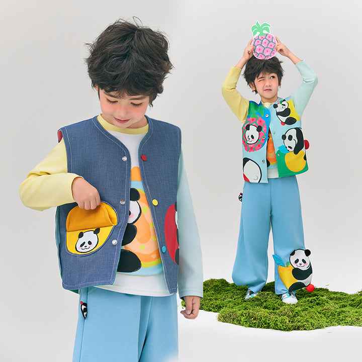 Panda & Fruit Denim Vest 盼达果园马甲