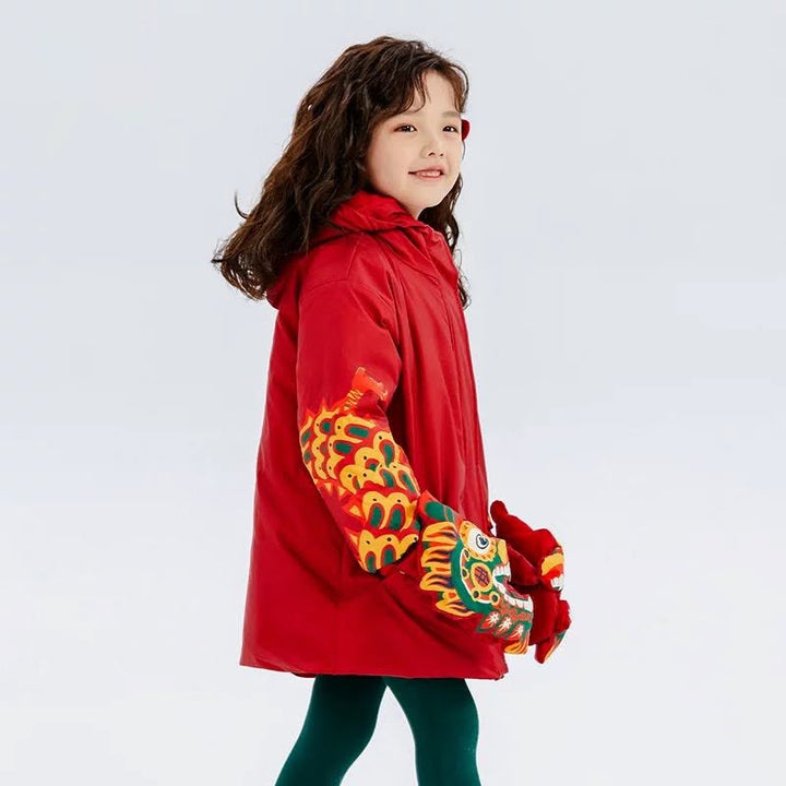 DRAGON YEAR DOWN COAT WITH REMOVABLE GLOVE POCKET