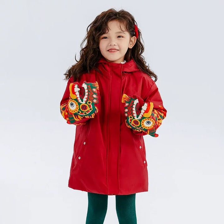 DRAGON YEAR DOWN COAT WITH REMOVABLE GLOVE POCKET
