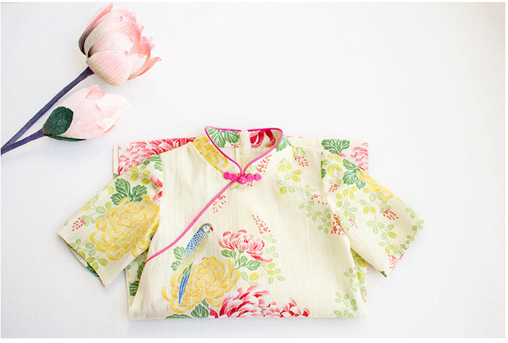 SHORT SLEEVE A LINE TUNIC IN YELLOW