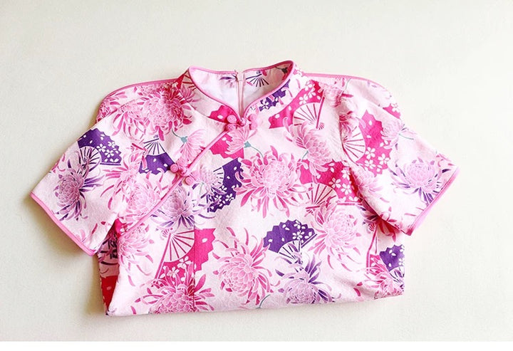 MID SLEEVE FAN PRINT DRESS