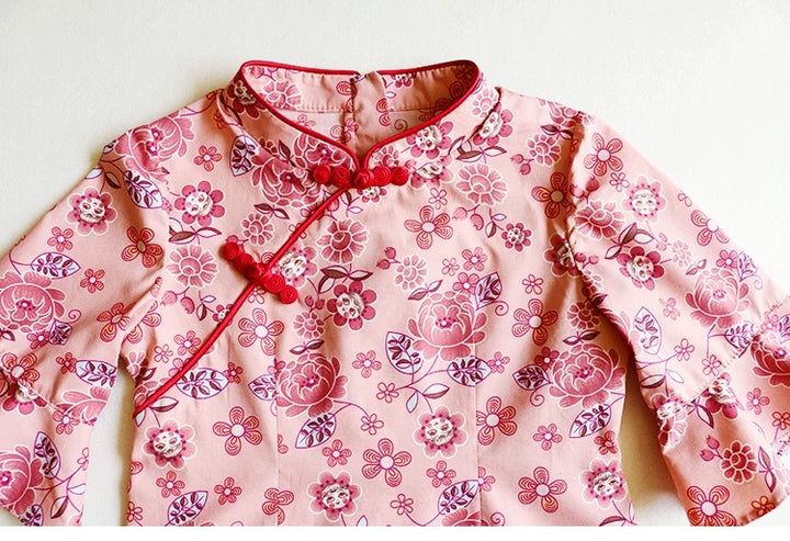 RUFFLE SLEEVE FLORAL PRINT DRESS