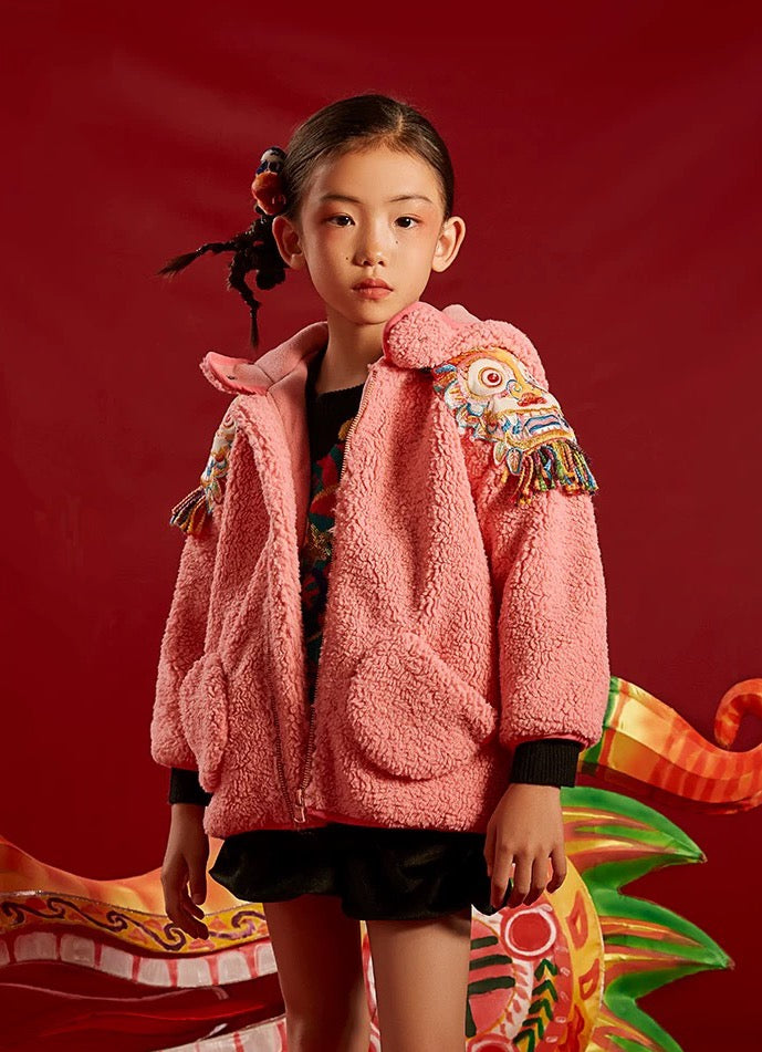 WINDPROOF FLEECE ZIP DRAGON YEAR HOODIE