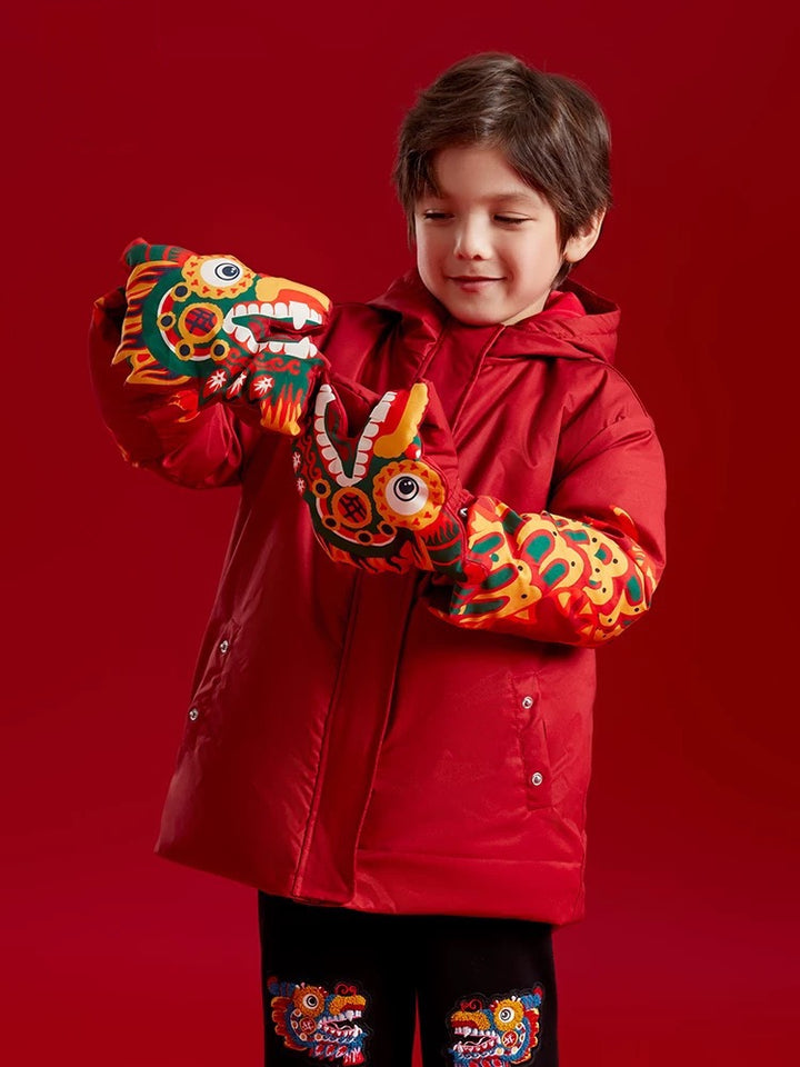 DRAGON YEAR DOWN COAT WITH REMOVABLE GLOVE POCKET