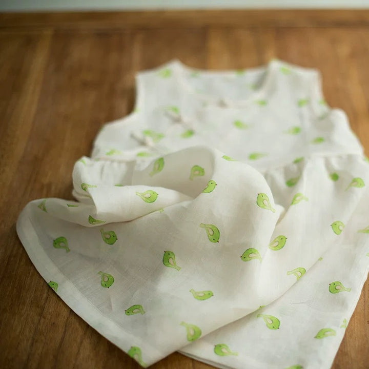 SLEEVELESS LINEN LITTLE BIRDY DRESS