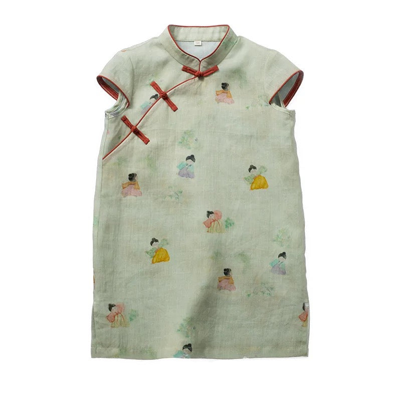MINT SLEEVELESS LINEN DANCING GIRL TUNIC
