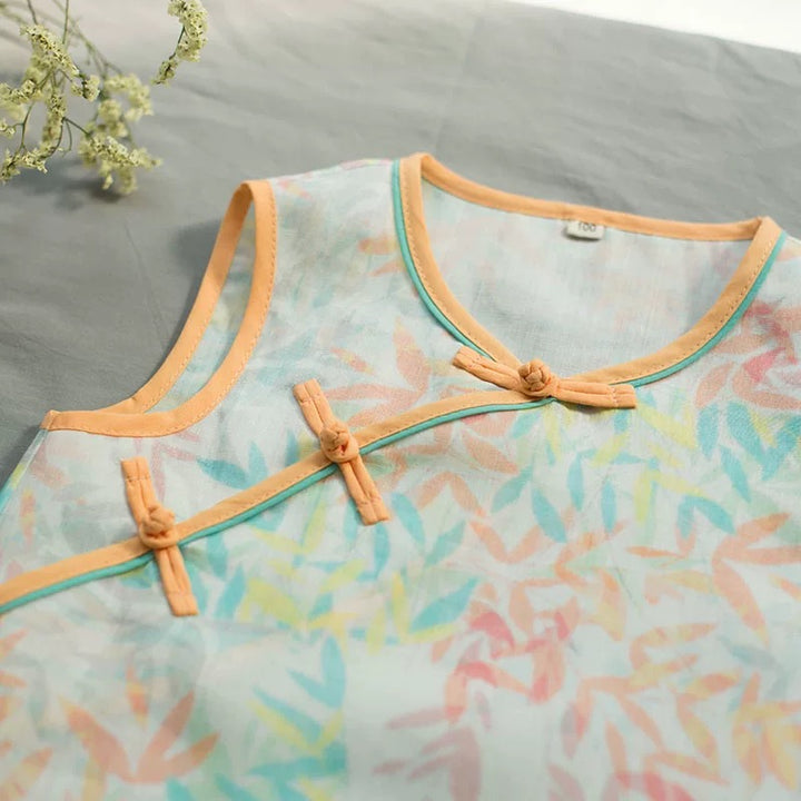 SLEEVELESS LINEN BAMBOO PRING TUNIC