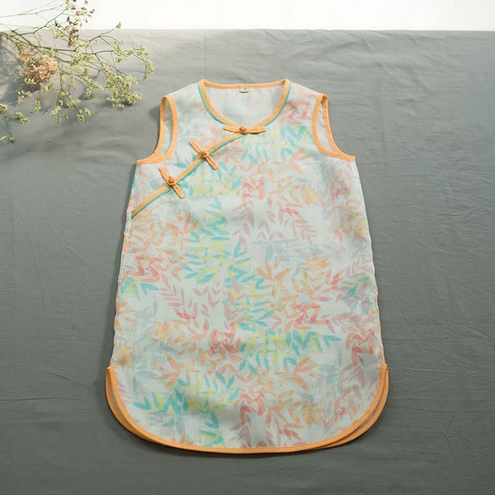 SLEEVELESS LINEN BAMBOO PRING TUNIC