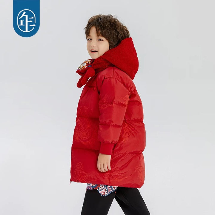 LNY RED DOWN WITH DRAGON COLLAR