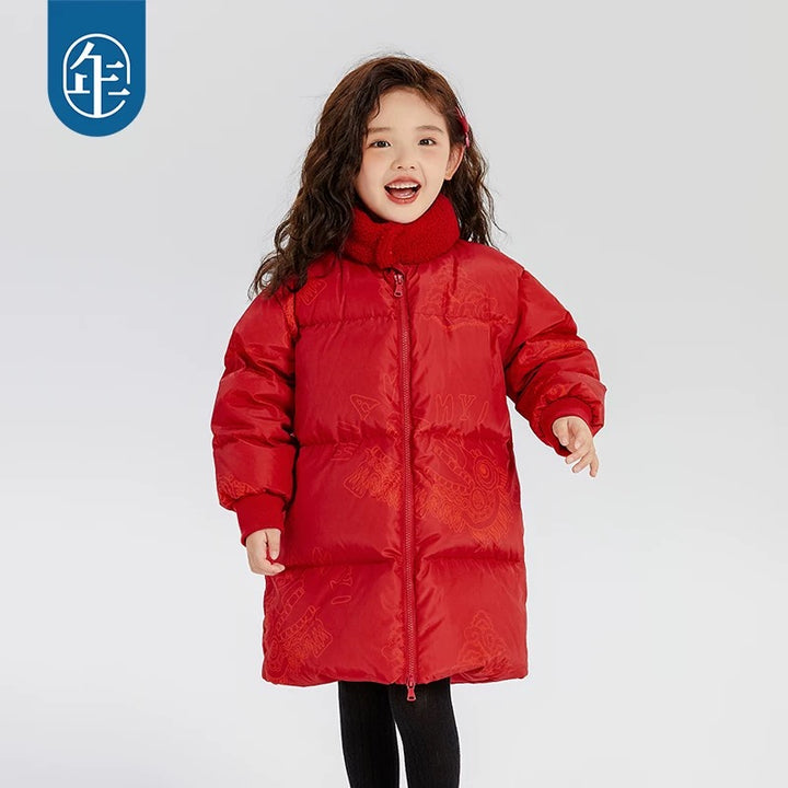 LNY RED DOWN WITH DRAGON COLLAR