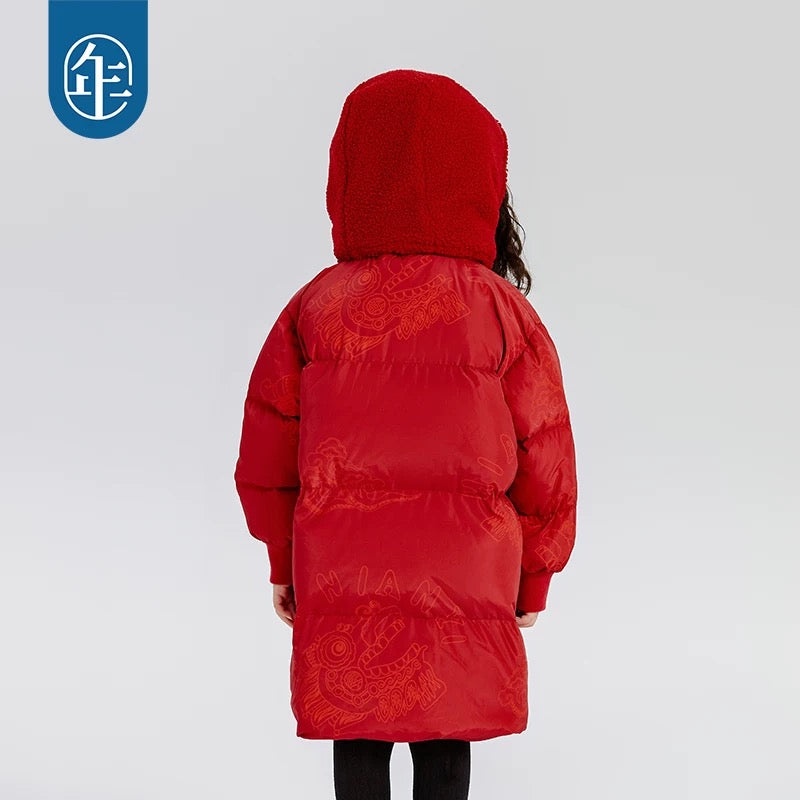 LNY RED DOWN WITH DRAGON COLLAR