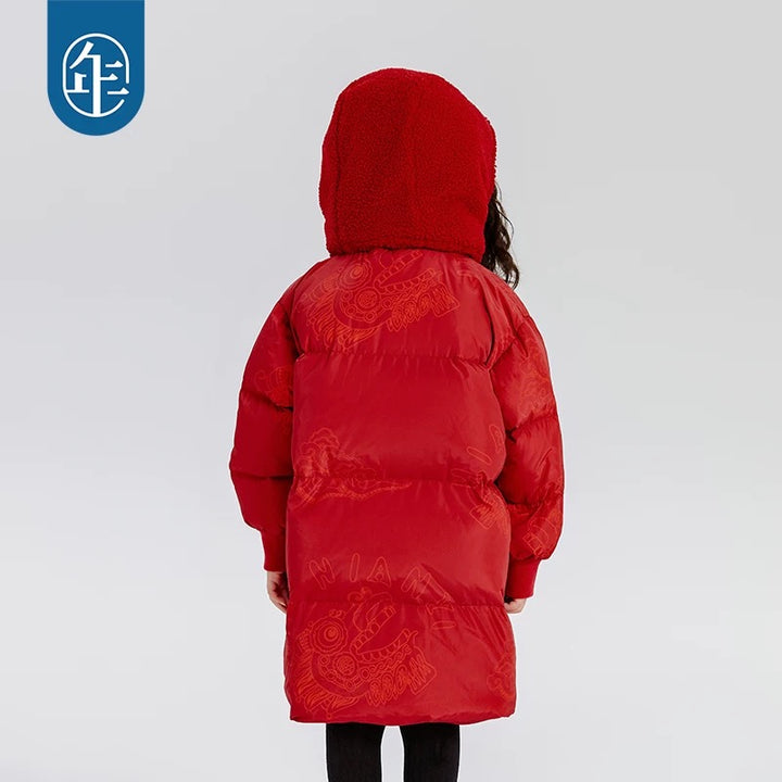 LNY RED DOWN WITH DRAGON COLLAR