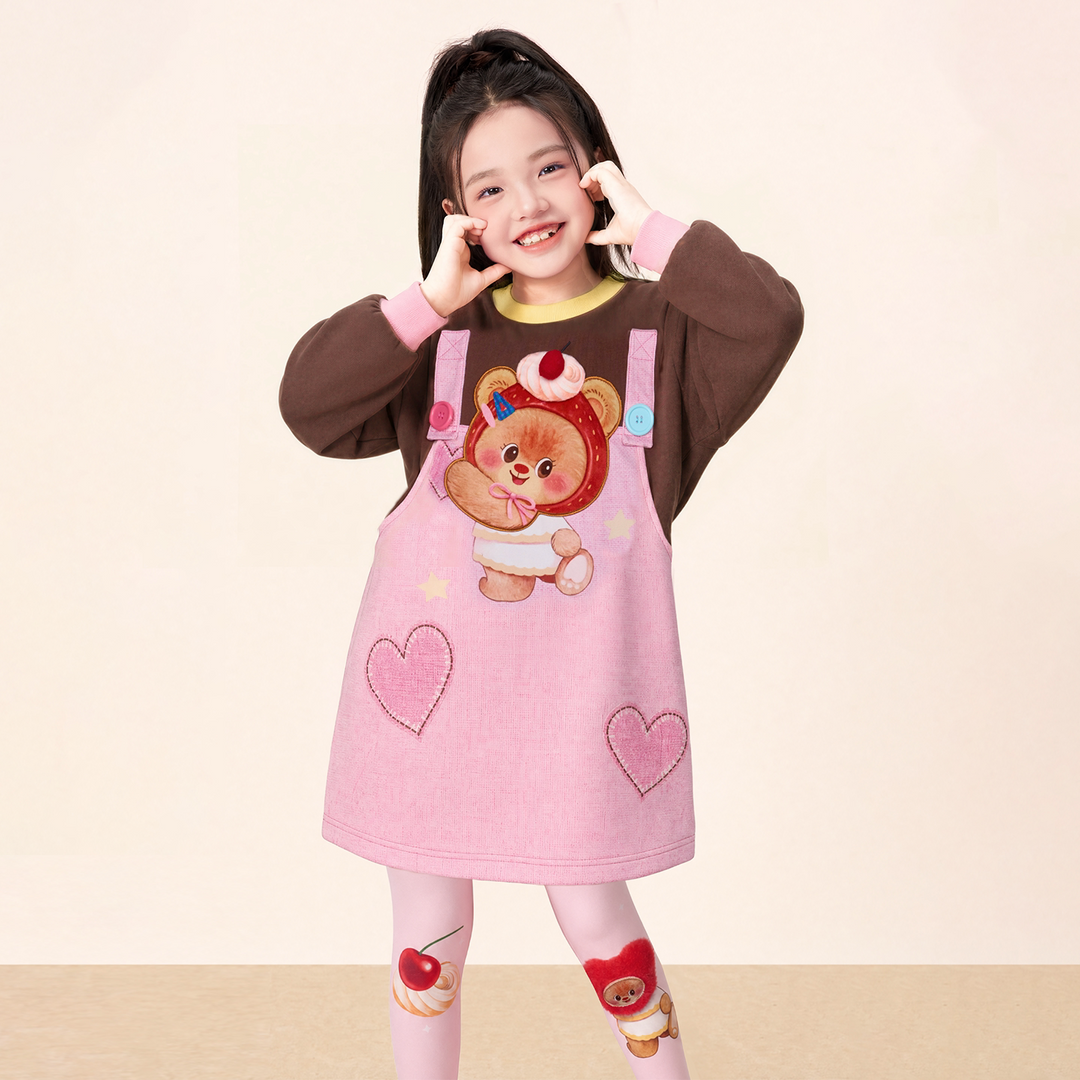 Bread Bear Pinafore-Look Sweatshirt Dress 熊抱甜心假两件卫衣裙