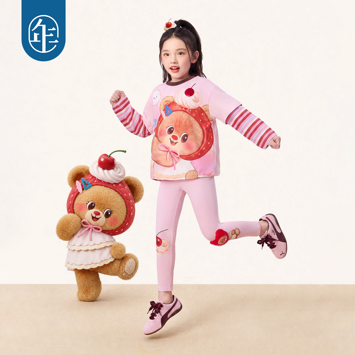 Bread Bear Plush Appliqué Leggings 熊抱甜心卡通打底裤