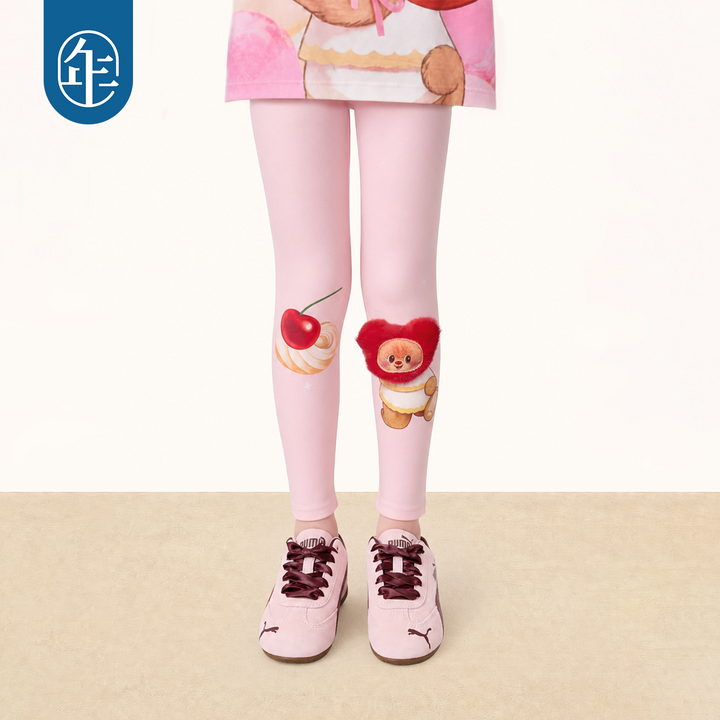 Bread Bear Plush Appliqué Leggings 熊抱甜心卡通打底裤