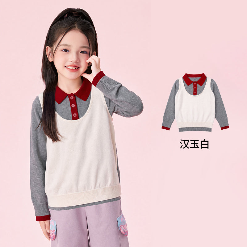 Faux Two-Piece Polo Collar Knit Sweater 假两件翻领针织毛衣 – Ivory 汉玉白