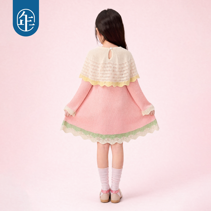 Crochet Flower Capelet Knit Dress 钩花云肩针织长裙
