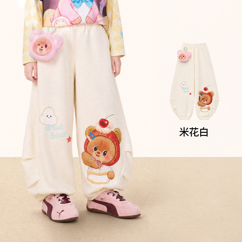 Bread Bear Jogger Pants with Plush Charm 熊抱甜心收脚长裤 – Cream 米花白
