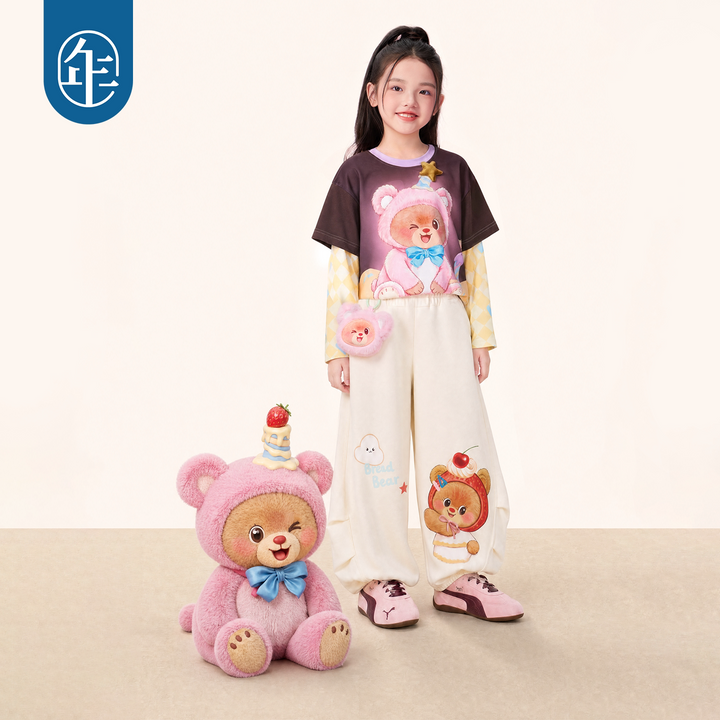 Bread Bear Jogger Pants with Plush Charm 熊抱甜心收脚长裤