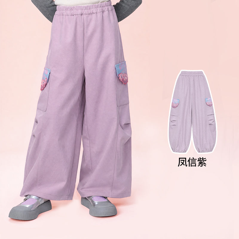Embroidered-Pocket Balloon Cargo Pants 绣花口袋束脚工装裤 – Lavender 凤信紫