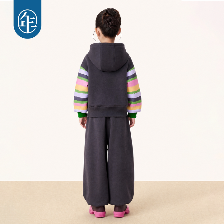 Bread Bear Rainbow-Sleeve Zip Hoodie 熊抱甜心彩虹袖连帽外套