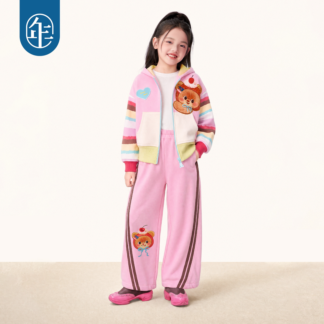 Bread Bear Striped Wide-Leg Joggers 熊抱甜心弯刀卫裤
