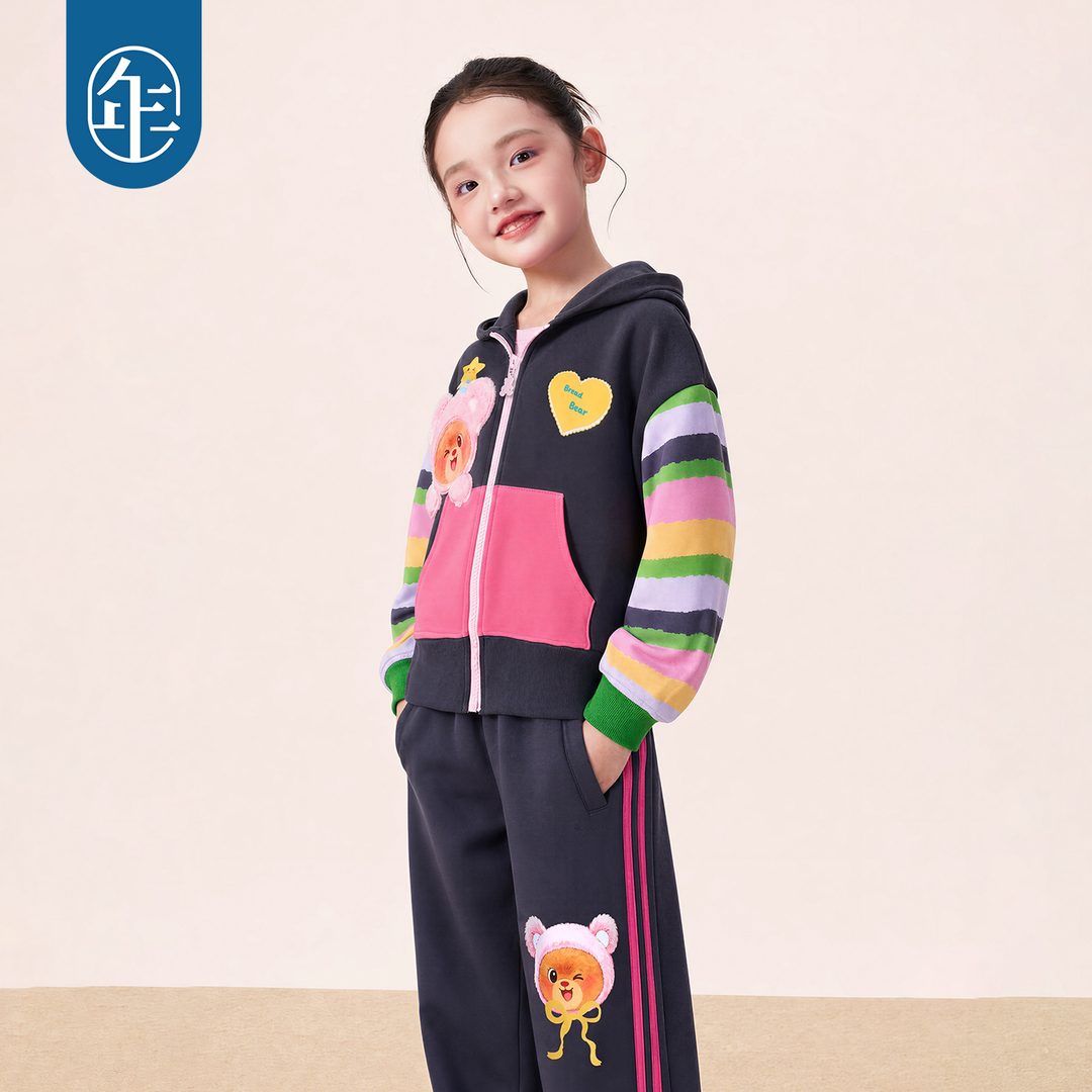 Bread Bear Striped Wide-Leg Joggers 熊抱甜心弯刀卫裤