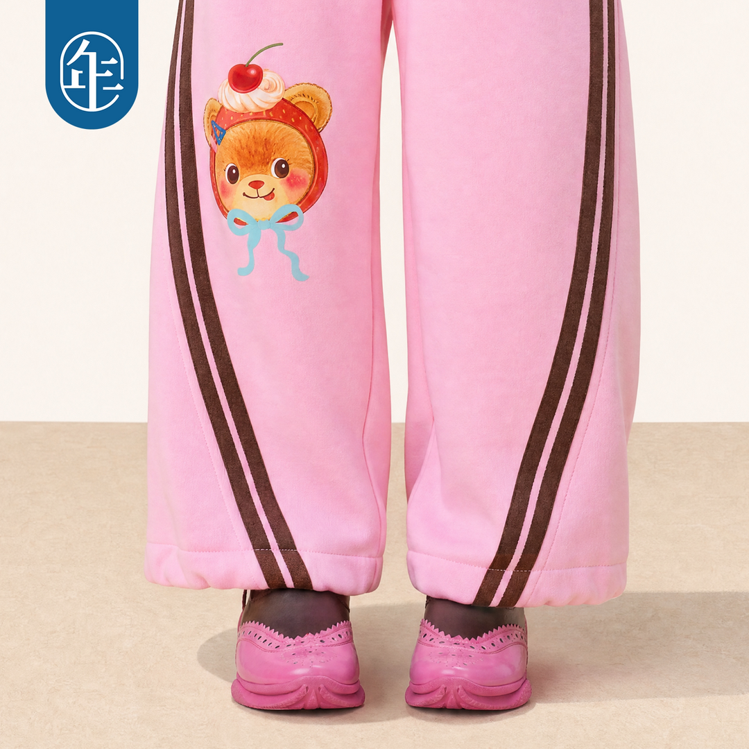 Bread Bear Striped Wide-Leg Joggers 熊抱甜心弯刀卫裤
