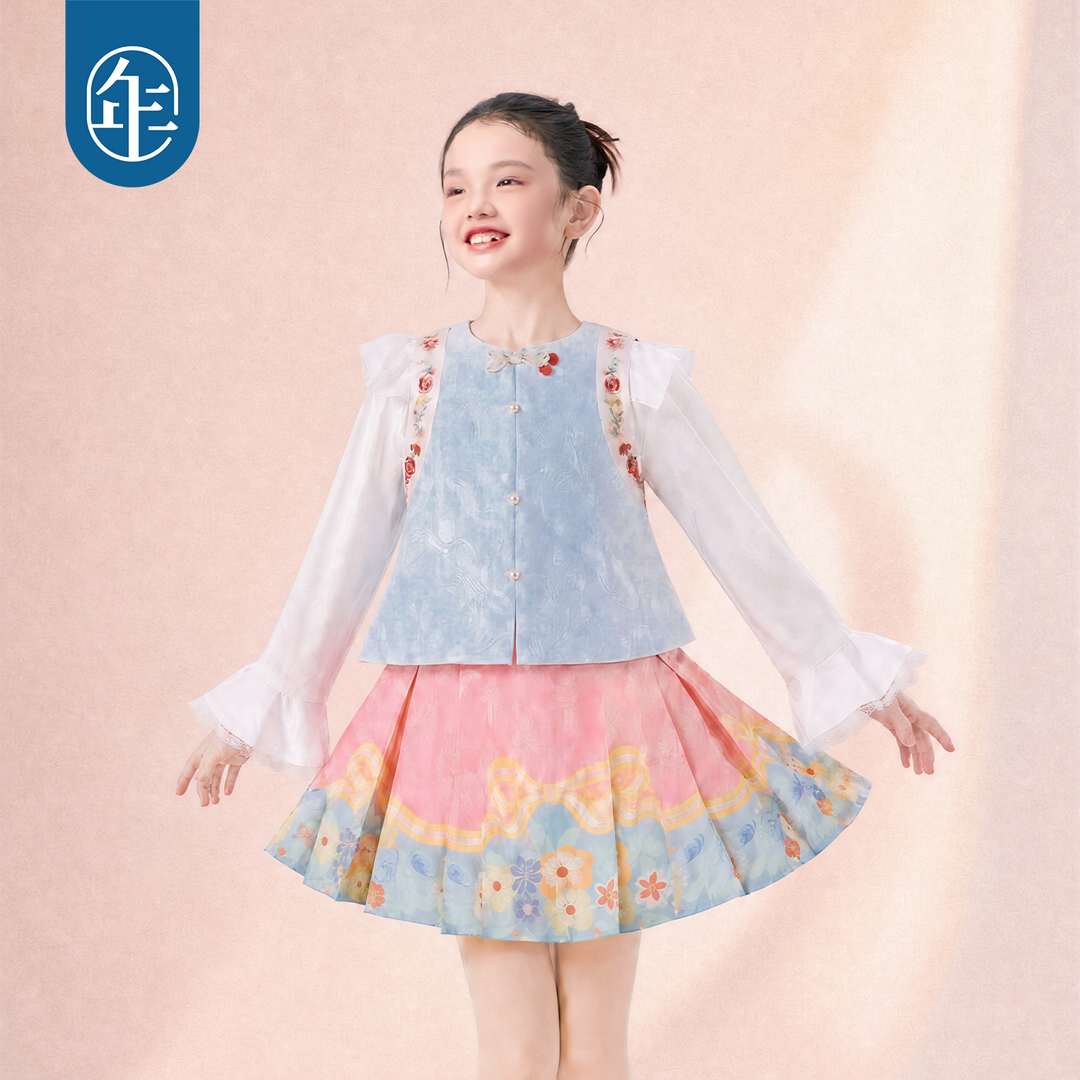 Jacquard Flutter-Sleeve Mandarin Vest 静待花开中式飞袖马甲