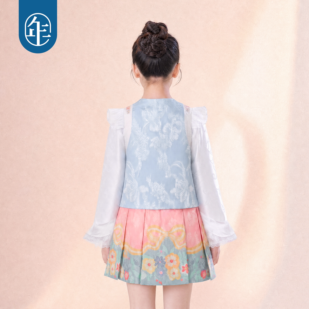 Jacquard Flutter-Sleeve Mandarin Vest 静待花开中式飞袖马甲