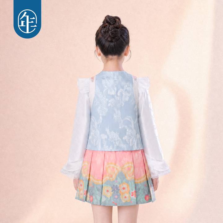 Jacquard Flutter-Sleeve Mandarin Vest 静待花开中式飞袖马甲
