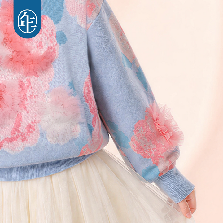 3D Flower Jacquard Cotton Sweater 静待花开立体花毛衣