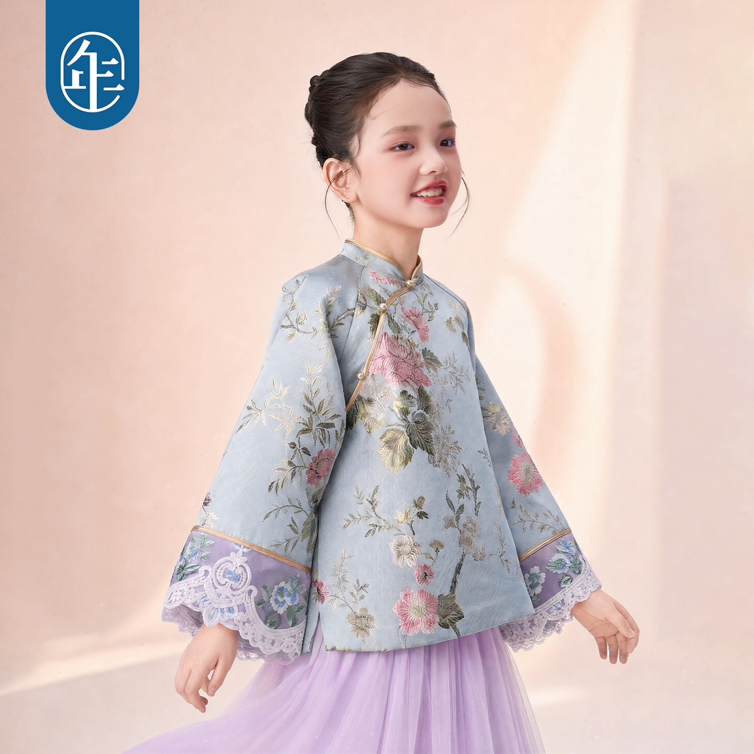 Floral Brocade Lace-Cuff Qing-Style Jacket 花开有时旗装外套