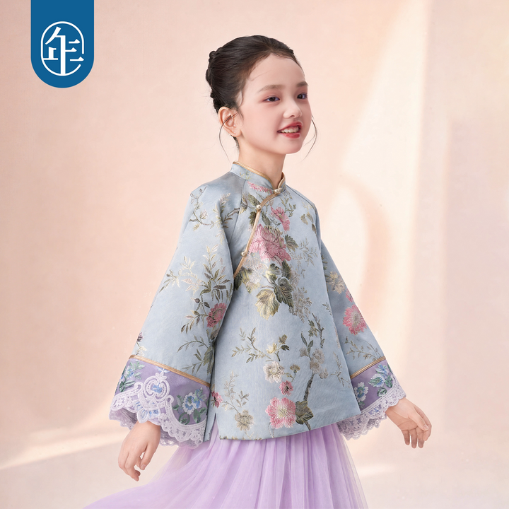 Floral Brocade Lace-Cuff Qing-Style Jacket 花开有时旗装外套