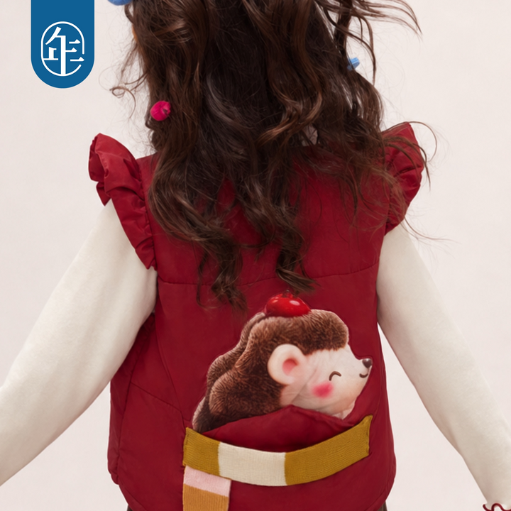 Hedgehog Flutter-Sleeve Padded Vest 苹果森林飞袖棉马甲