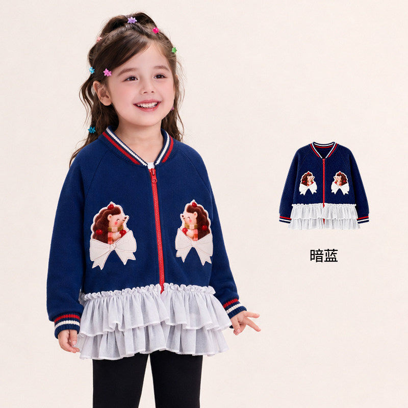 Hedgehog & Bear Tulle-Hem Knit Bomber Jacket 苹果森林纱摆针织夹克 – Navy 暗蓝