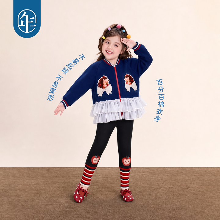 Hedgehog & Bear Tulle-Hem Knit Bomber Jacket 苹果森林纱摆针织夹克