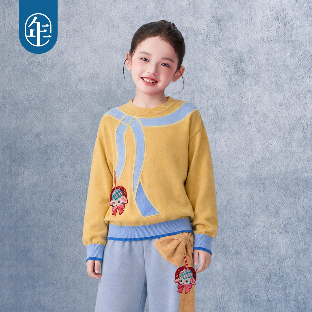 Faux-Fur Ribbon Cotton Sweater 真羊气蝴蝶结毛衣