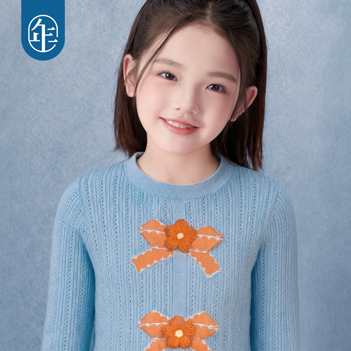 Bow Ruffle-Hem Pointelle Knit Sweater 福福有礼蝴蝶结荷叶边毛衣