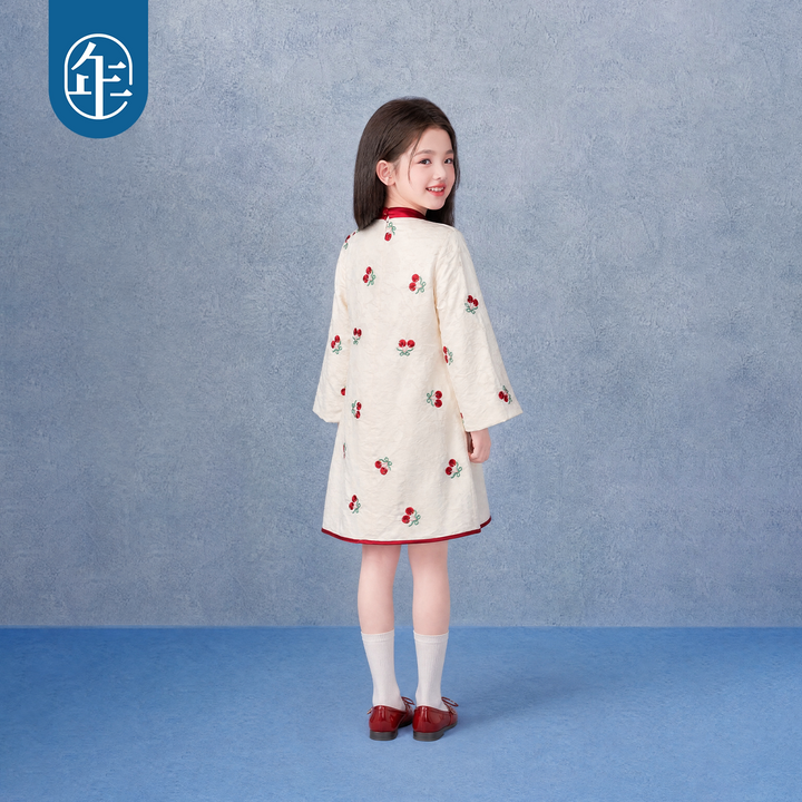 Cherry Embroidered Jacquard Bow Qipao Dress 瑞瑞有礼樱桃旗袍