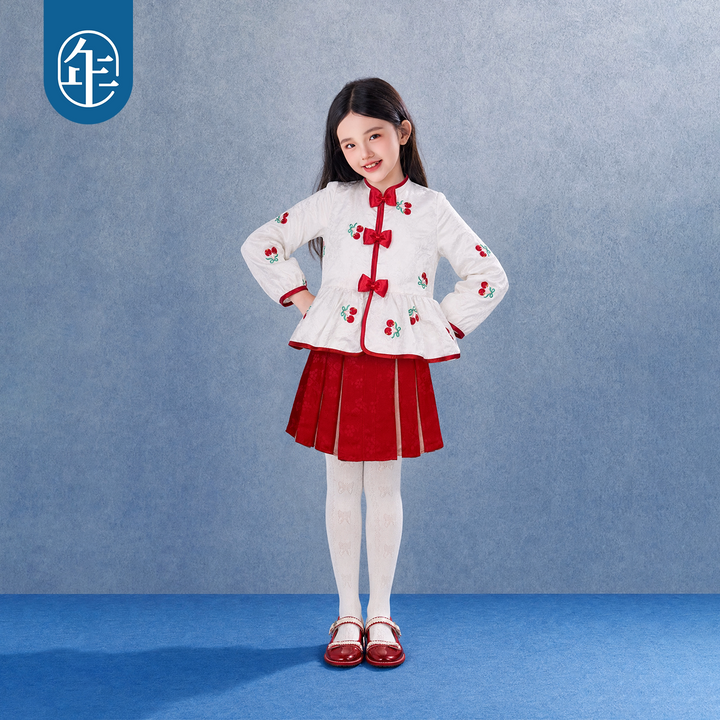 Cherry Embroidered Padded Peplum Jacket 樱桃刺绣夹棉中式外套
