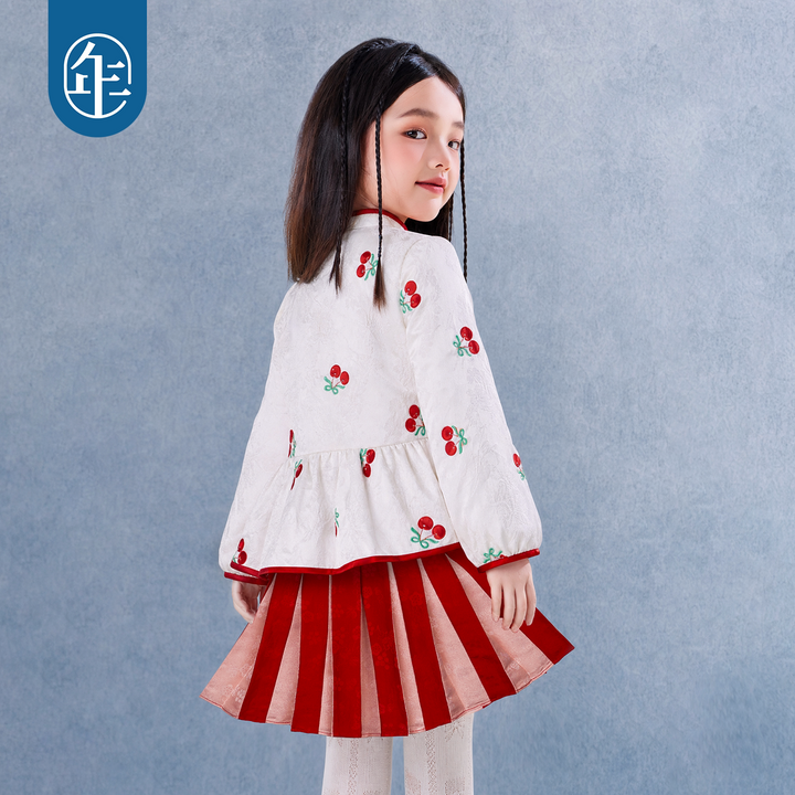 Cherry Embroidered Padded Peplum Jacket 樱桃刺绣夹棉中式外套